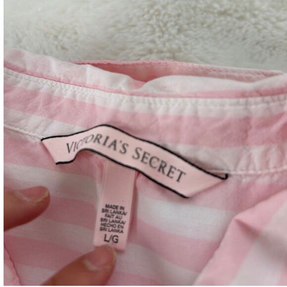 Victoria's‎ Secret Shirt Night Gown Button Front Sleep Strip Dress Size Large - Picture 4 of 5